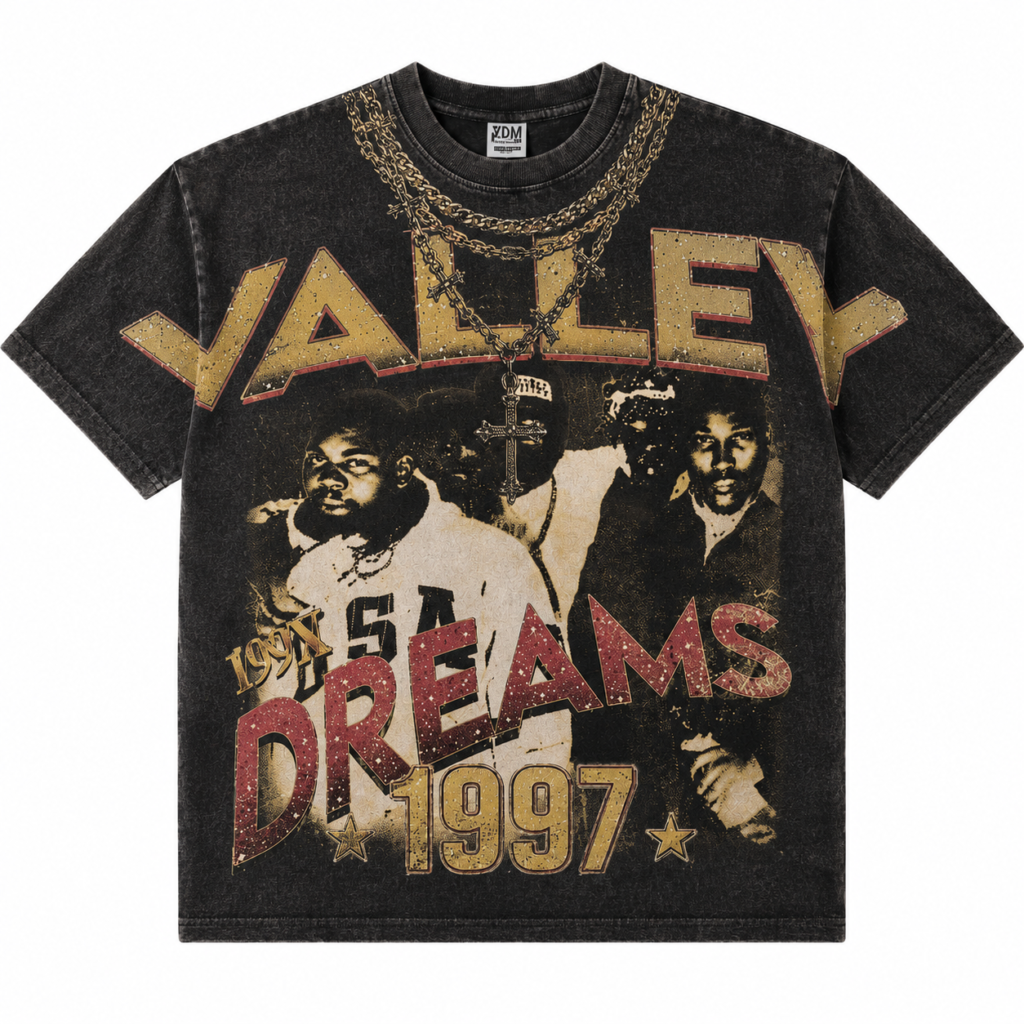 Valley Dreams 1997 Vintage Graphic Black T-Shirt